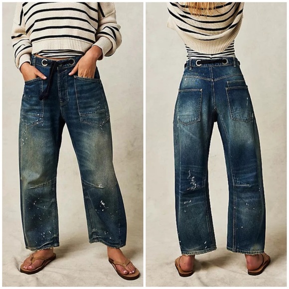 WE THE FREE Moxie Blue Slouchy Denim Jeans SZ 30 - Picture 2 of 9